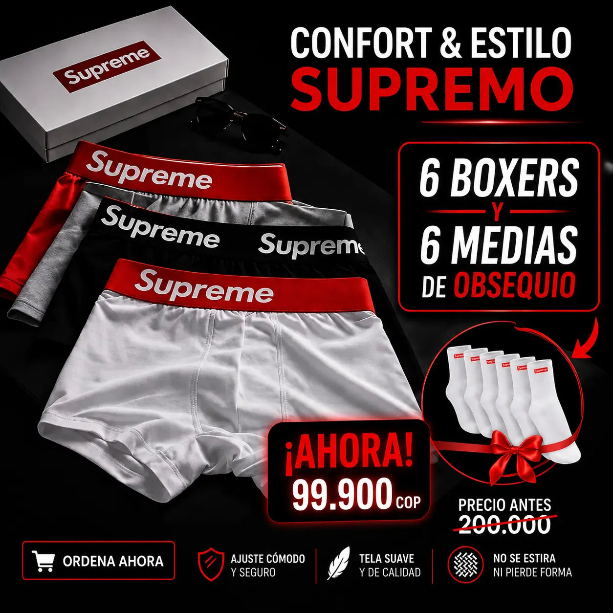 Combo Boxer Supreme y Medias
