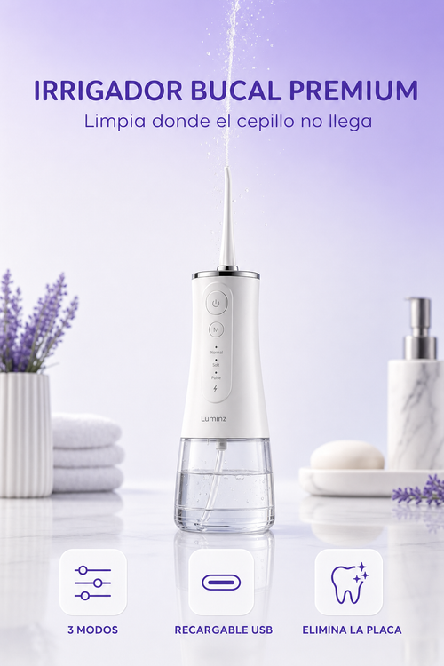Irrigador Bucal Premium Luminz: limpia donde el cepillo no llega